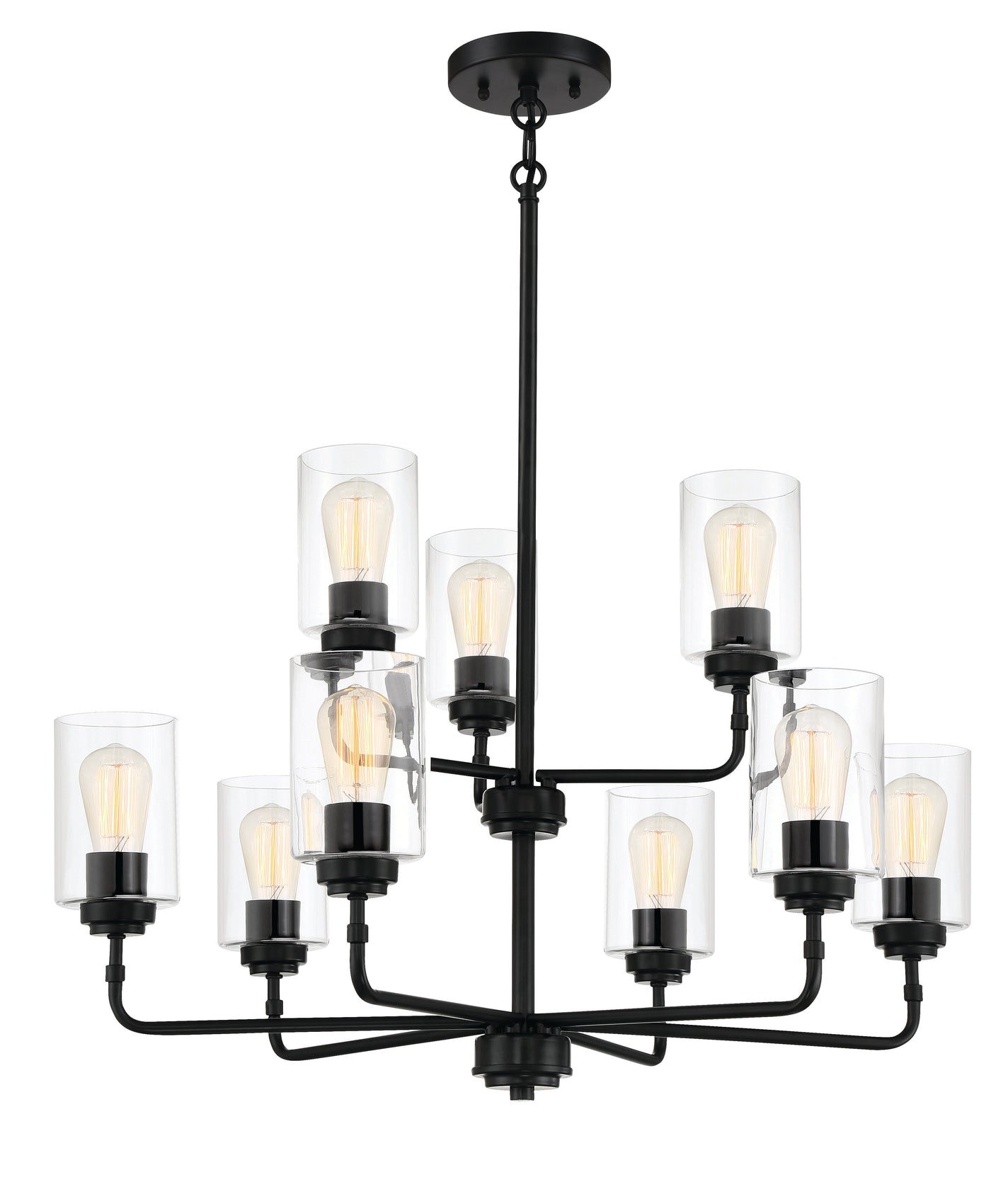 ##Antique Hardware## Stowe 9 Light Chandelier in Flat Black