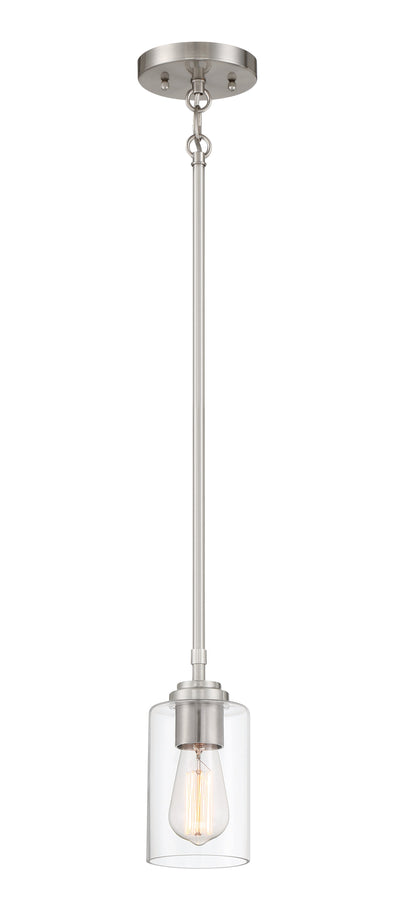 ##Antique Hardware## Stowe 1 Light Mini Pendant in Brushed Polished Nickel