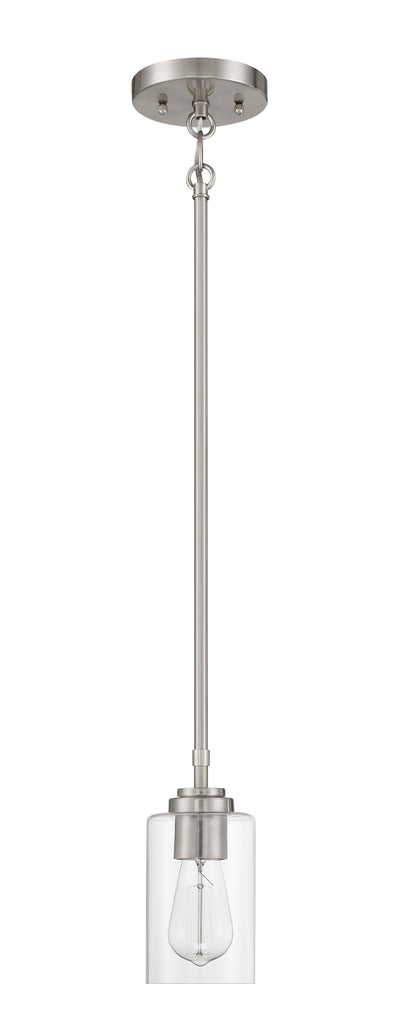 ##Antique Hardware## Stowe 1 Light Mini Pendant in Brushed Polished Nickel