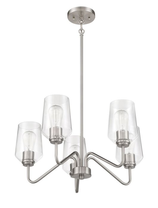 ##Antique Hardware## Shayna 5 Light Chandelier in Brushed Polished Nickel