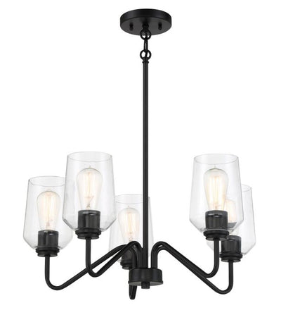 ##Antique Hardware## Shayna 5 Light Chandelier in Flat Black