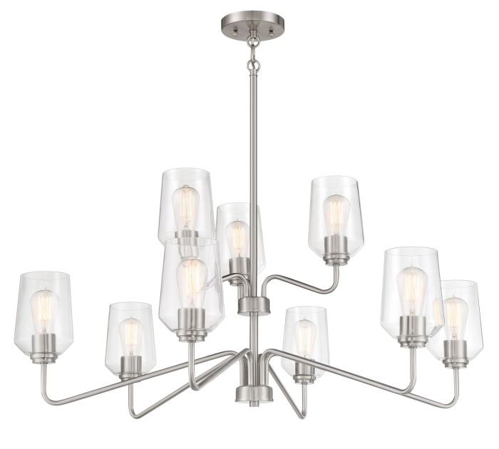 ##Antique Hardware## Shayna 9 Light Chandelier in Brushed Polished Nickel