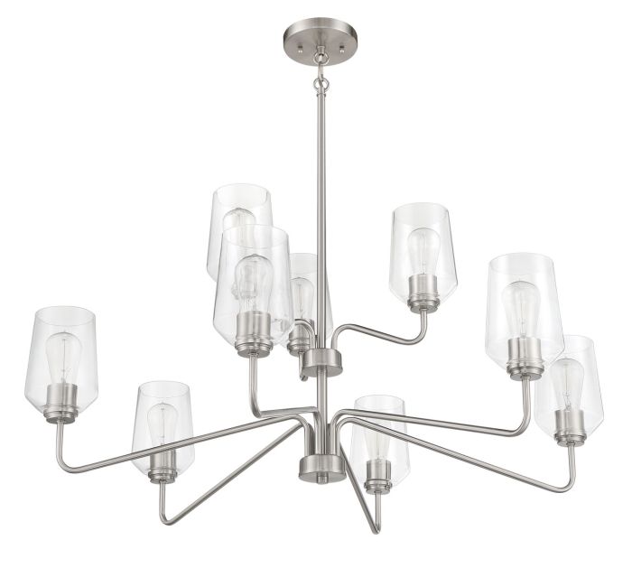 ##Antique Hardware## Shayna 9 Light Chandelier in Brushed Polished Nickel