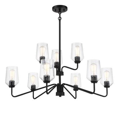 ##Antique Hardware## Shayna 9 Light Chandelier in Flat Black