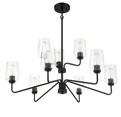 ##Antique Hardware## Shayna 9 Light Chandelier in Flat Black