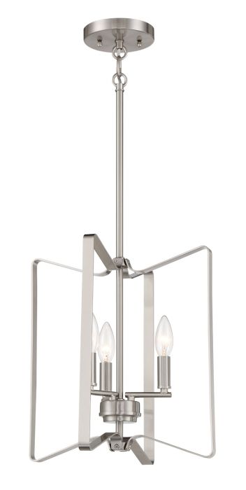 ##Antique Hardware## Shayna 3 Light Foyer in Brushed Polished Nickel