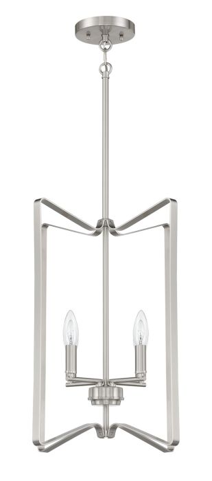 ##Antique Hardware## Shayna 4 Light Foyer in Brushed Polished Nickel