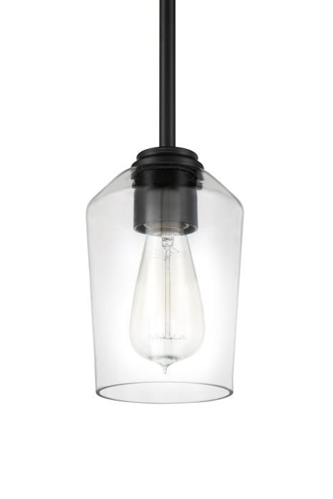 ##Antique Hardware## Shayna 1 Light Mini Pendant in Flat Black