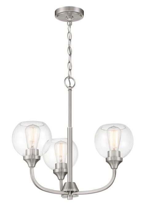 Antique Hardware Glenda 3 Light Chandelier in Brushed Polished Nickel Chandelier