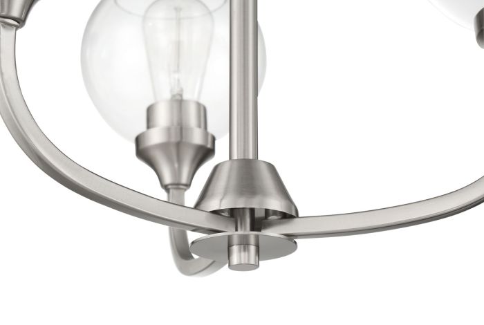 Antique Hardware Glenda 3 Light Chandelier in Brushed Polished Nickel Chandelier