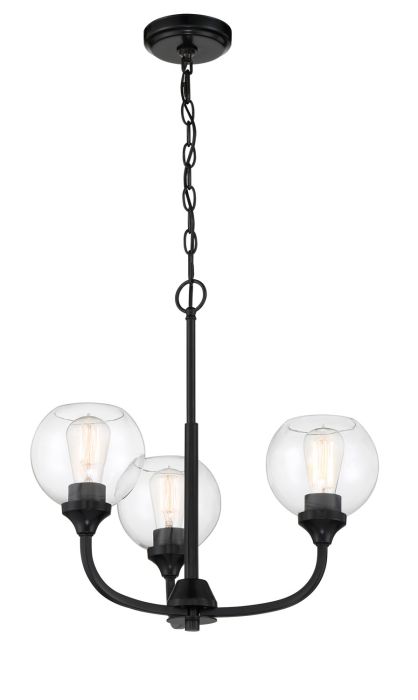 Antique Hardware Glenda 3 Light Chandelier in Flat Black Chandelier