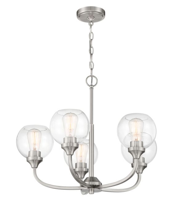 Antique Hardware Glenda 5 Light Chandelier in Brushed Polished Nickel Chandelier