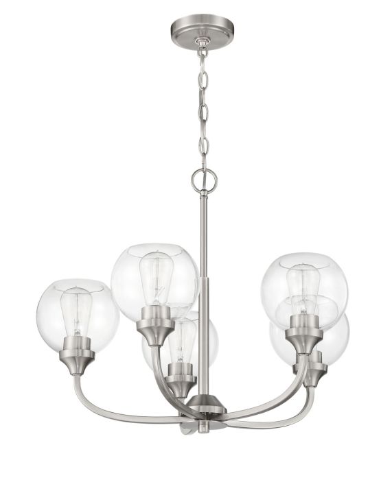 Antique Hardware Glenda 5 Light Chandelier in Brushed Polished Nickel Chandelier