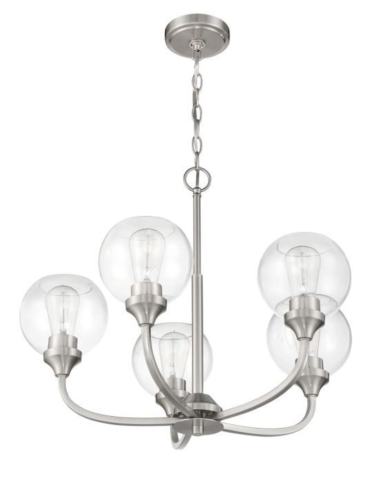 Antique Hardware Glenda 5 Light Chandelier in Brushed Polished Nickel Chandelier