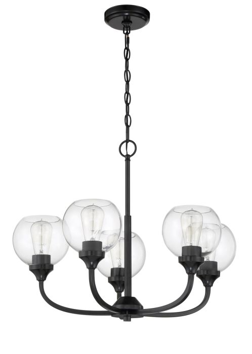 Antique Hardware Glenda 5 Light Chandelier in Flat Black Chandelier