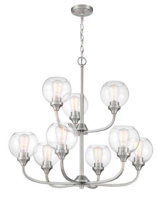 Antique Hardware Glenda 9 Light Chandelier in Brushed Polished Nickel Chandelier