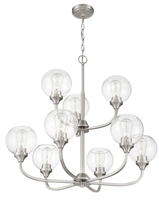 Antique Hardware Glenda 9 Light Chandelier in Brushed Polished Nickel Chandelier