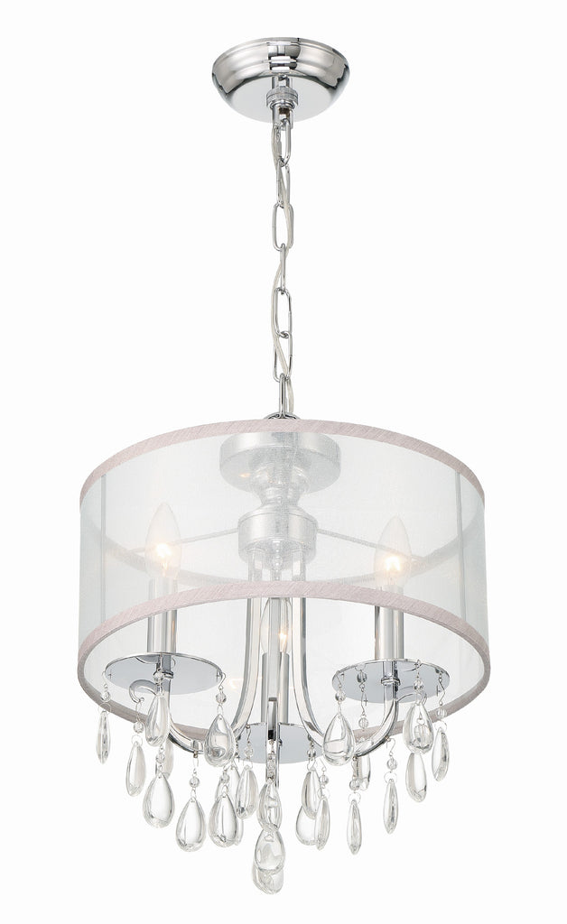 Antique Hardware Hampton 3 Light Polished Chrome Clear Crystal Drum Shade Mini Chandelier Chandelier