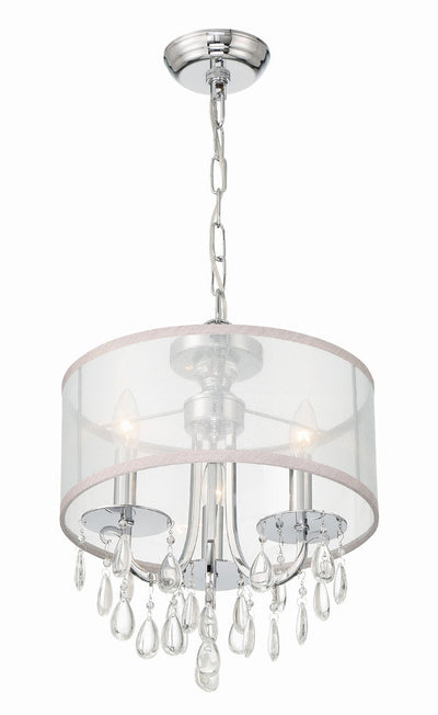 Antique Hardware Hampton 3 Light Polished Chrome Clear Crystal Drum Shade Mini Chandelier Chandelier