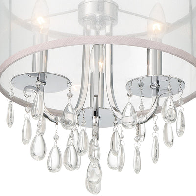 Antique Hardware Hampton 3 Light Polished Chrome Clear Crystal Drum Shade Mini Chandelier Chandelier