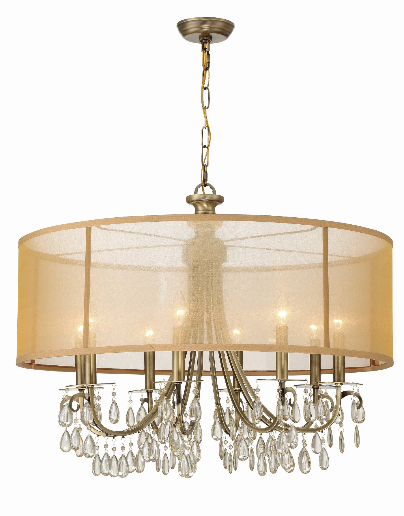 Antique Hardware Hampton 8 Light Drum Shade Antique Brass Chandelier Chandelier