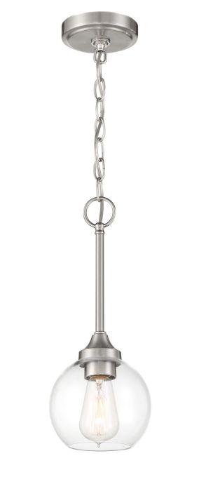 Antique Hardware Glenda 1 Light Mini Pendant in Brushed Polished Nickel Pendant