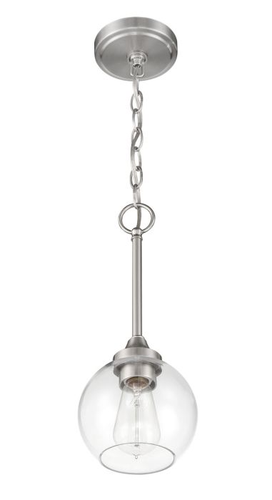 Antique Hardware Glenda 1 Light Mini Pendant in Brushed Polished Nickel Pendant