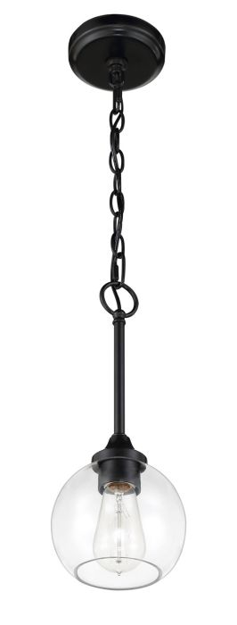 Antique Hardware Glenda 1 Light Mini Pendant in Flat Black Pendant