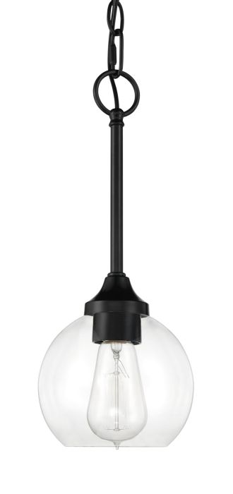 Antique Hardware Glenda 1 Light Mini Pendant in Flat Black Pendant