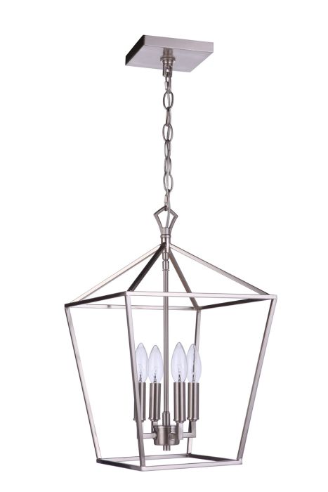 Antique Hardware Flynt II 4 Light 12" Foyer in Brushed Polished Nickel Pendant