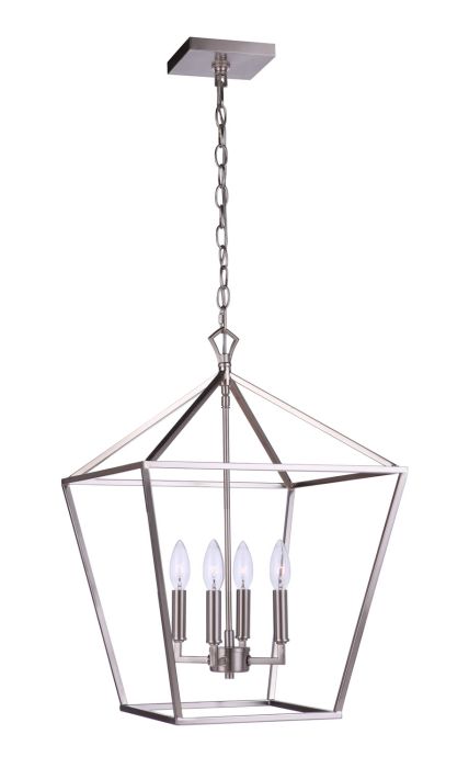 Antique Hardware Flynt II 4 Light 16" Foyer in Brushed Polished Nickel Pendant