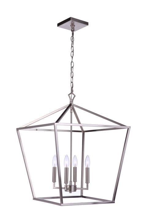 Antique Hardware Flynt II 4 Light 20" Foyer in Brushed Polished Nickel Pendant