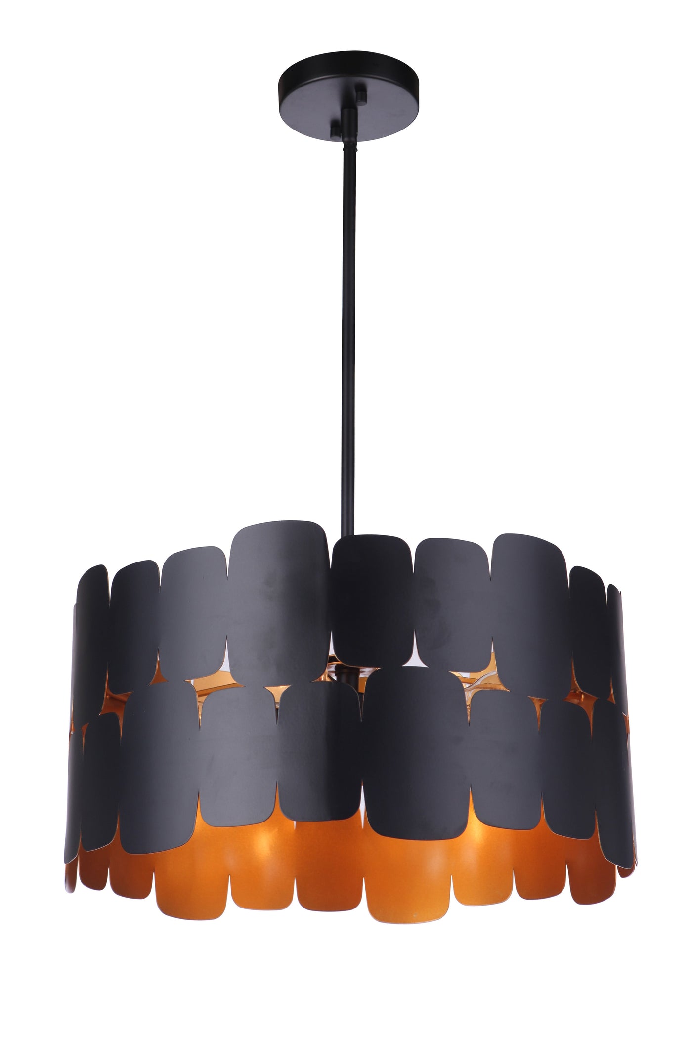 ##Antique Hardware## Sabrina 4 Light Pendant in Flat Black/Gold Luster