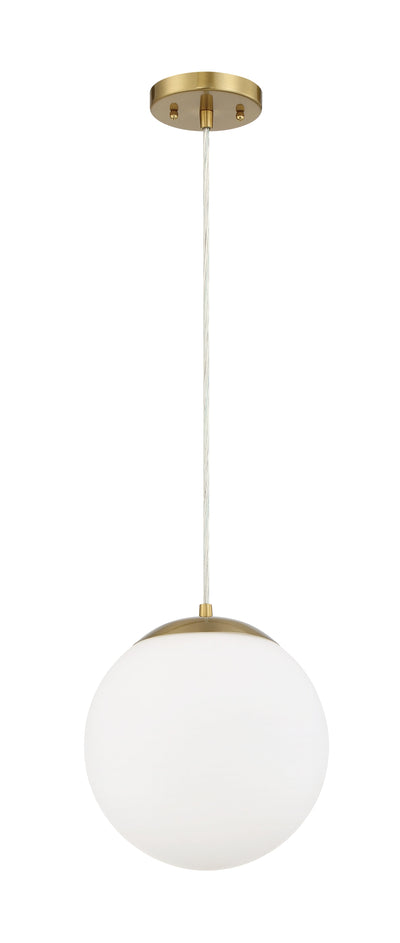 Antique Hardware Gaze 1 Light 10" Pendant in Satin Brass (White Glass) Pendant