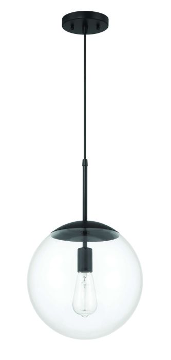 Antique Hardware Gaze 12" 1 Light Pendant in Flat Black Pendant