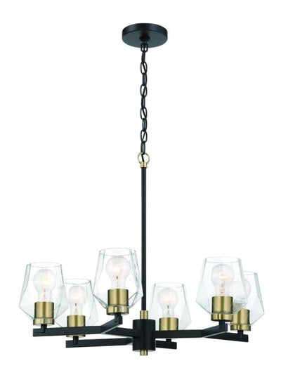 Antique Hardware Avante Grand 6 Light Chandelier in Flat Black/Satin Brass Chandelier