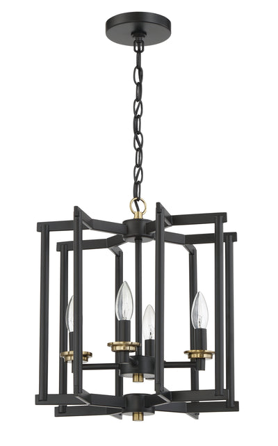 Antique Hardware Avante Grand 4 Light Cage Foyer in Flat Black/Satin Brass Pendant