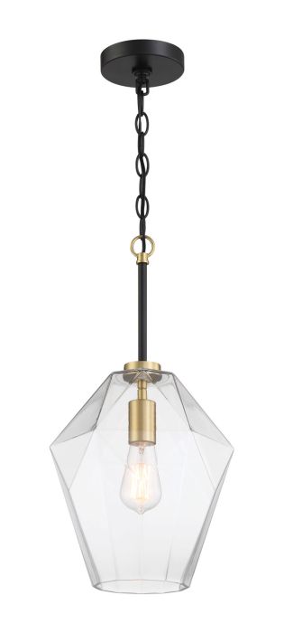 Antique Hardware Avante Grand 1 Light Pendant in Flat Black/Satin Brass Pendant