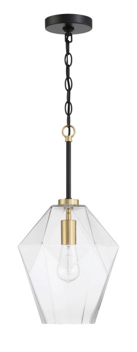 Antique Hardware Avante Grand 1 Light Pendant in Flat Black/Satin Brass Pendant