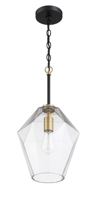 Antique Hardware Avante Grand 1 Light Pendant in Flat Black/Satin Brass Pendant