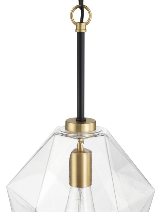 Antique Hardware Avante Grand 1 Light Pendant in Flat Black/Satin Brass Pendant