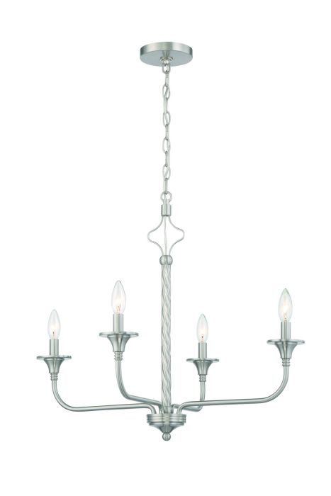 ##Antique Hardware## Jolenne 4 Light Chandelier in Brushed Polished Nickel