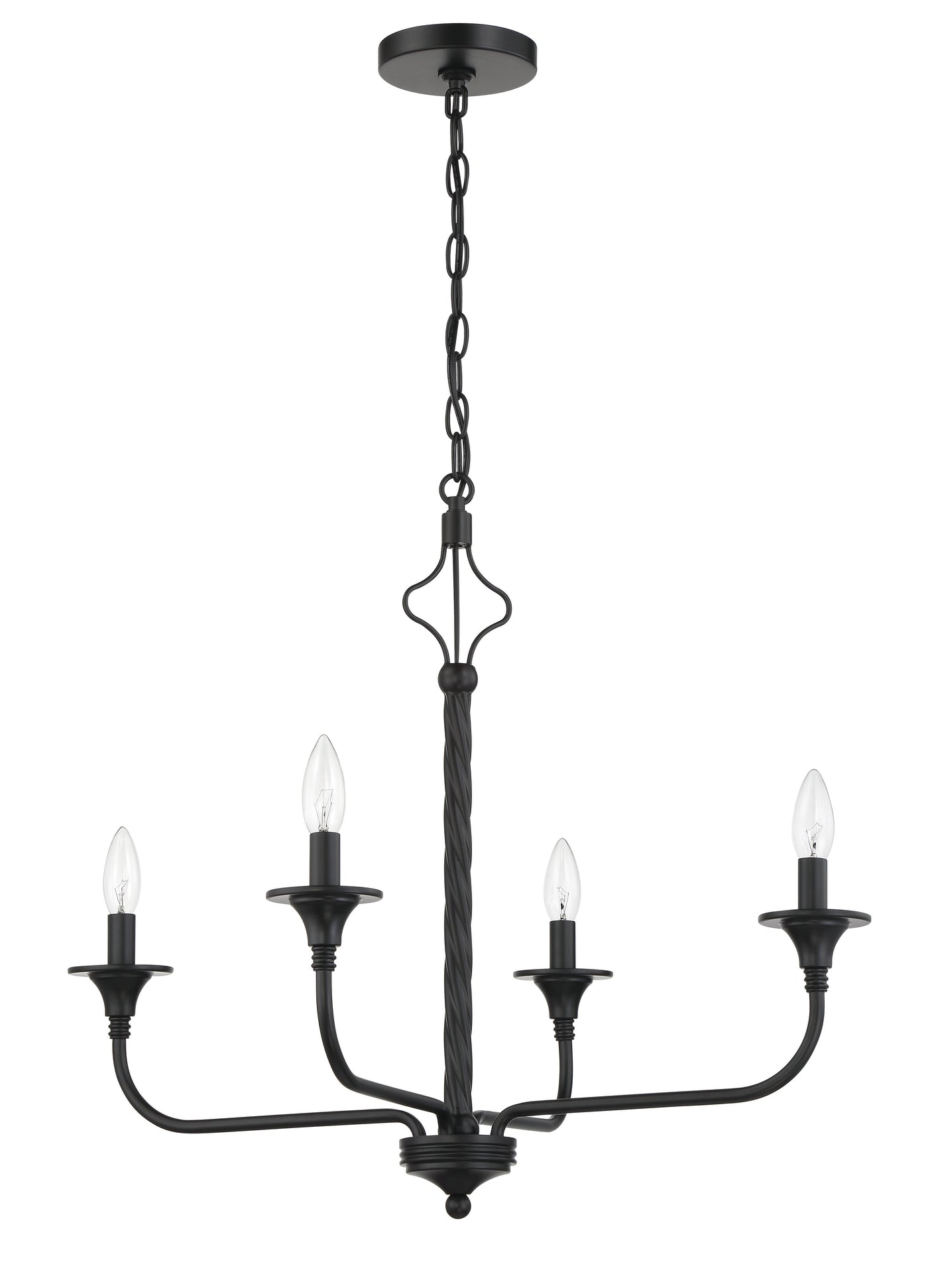 ##Antique Hardware## Jolenne 4 Light Chandelier in Flat Black