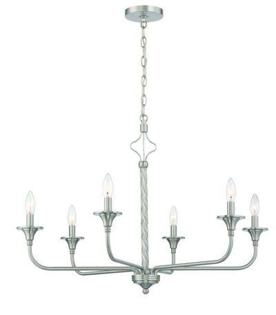 ##Antique Hardware## Jolenne 6 Light Chandelier in Brushed Polished Nickel