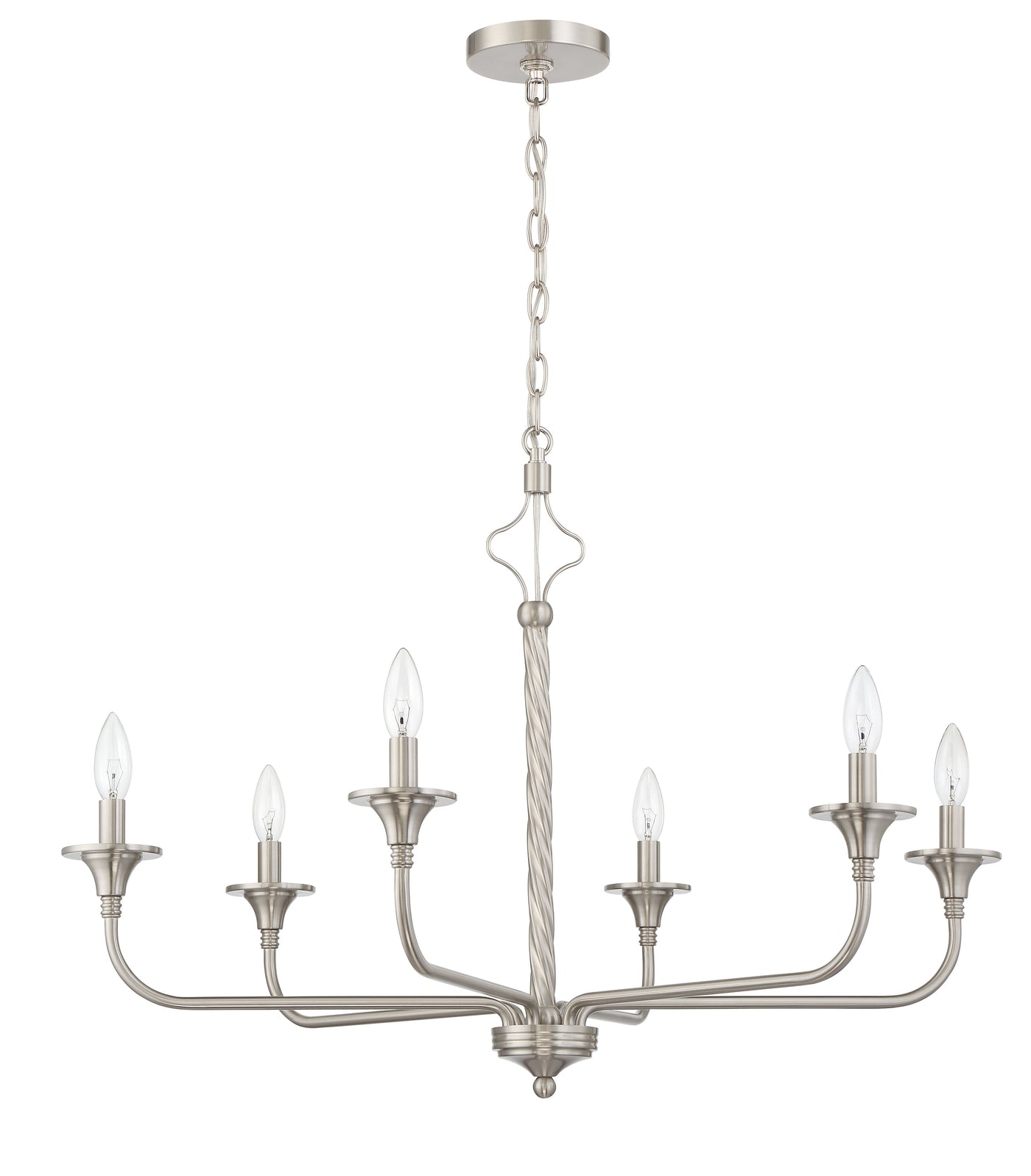 ##Antique Hardware## Jolenne 6 Light Chandelier in Brushed Polished Nickel