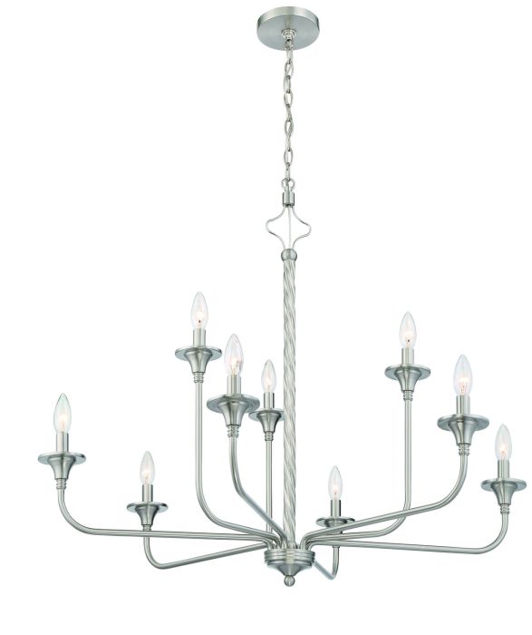 ##Antique Hardware## Jolenne 9  Light Two-Tier Chandelier in Brushed Polished Nickel