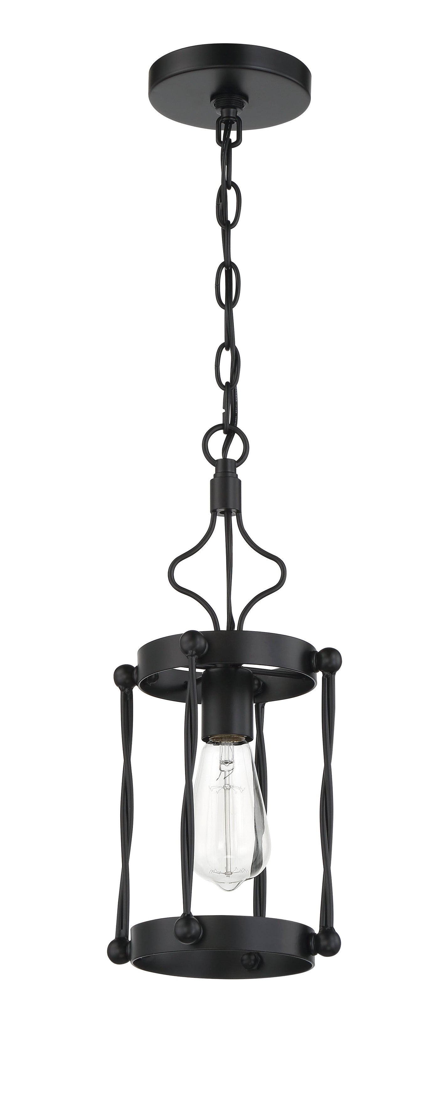 ##Antique Hardware## Jolenne 1 Light Mini Pendant in Flat Black