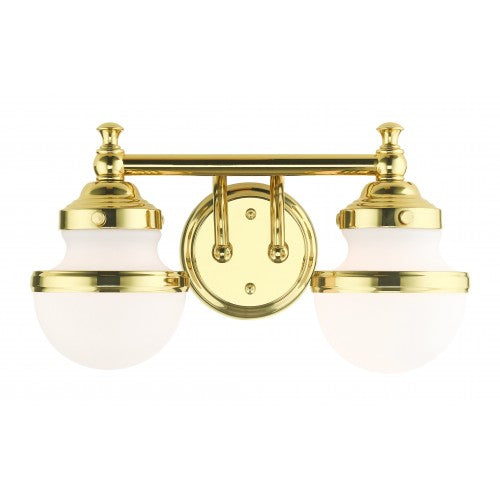 Antique Hardware 2 Light Polished Brass Bath Vanity Wall Sconce