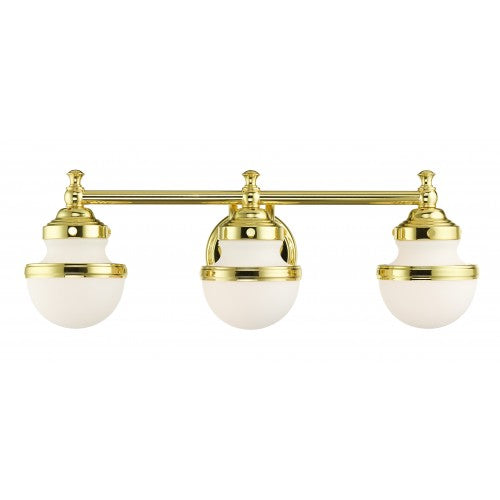 Antique Hardware 3 Light Polished Brass Bath Vanity Wall Sconce