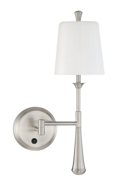 ##Antique Hardware## Palmer 1 Light Swing Arm Wall Sconce in Brushed Polished Nickel